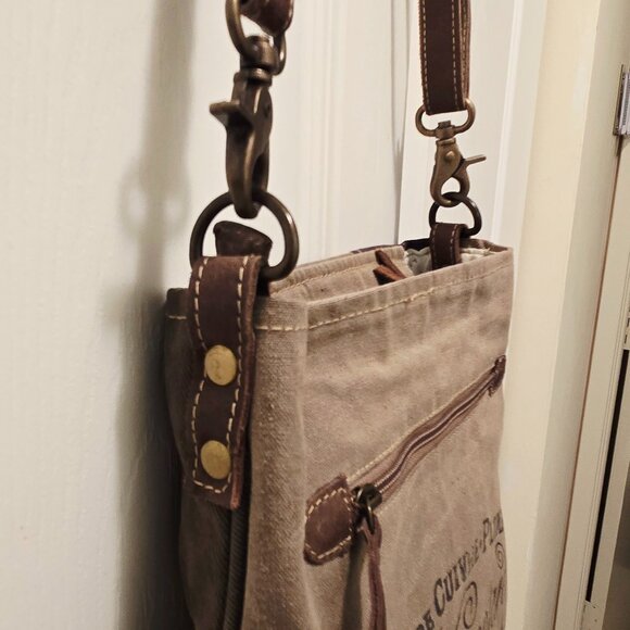 MYRA BAG Women's 100% Cotton/Leather Patchwork Design Crossbody Bag - Medium - Picture 10 of 16